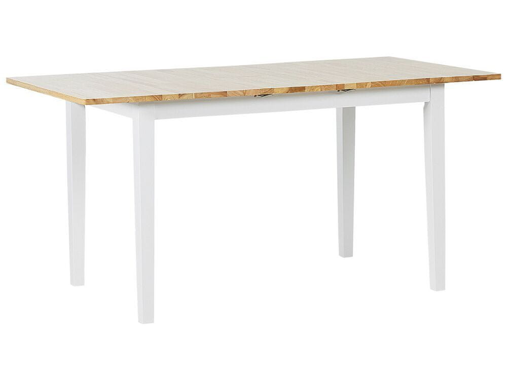 Beliani Rozkladací drevený stôl 120/150 x 80 cm svetlé drevo/biela HOUSTON